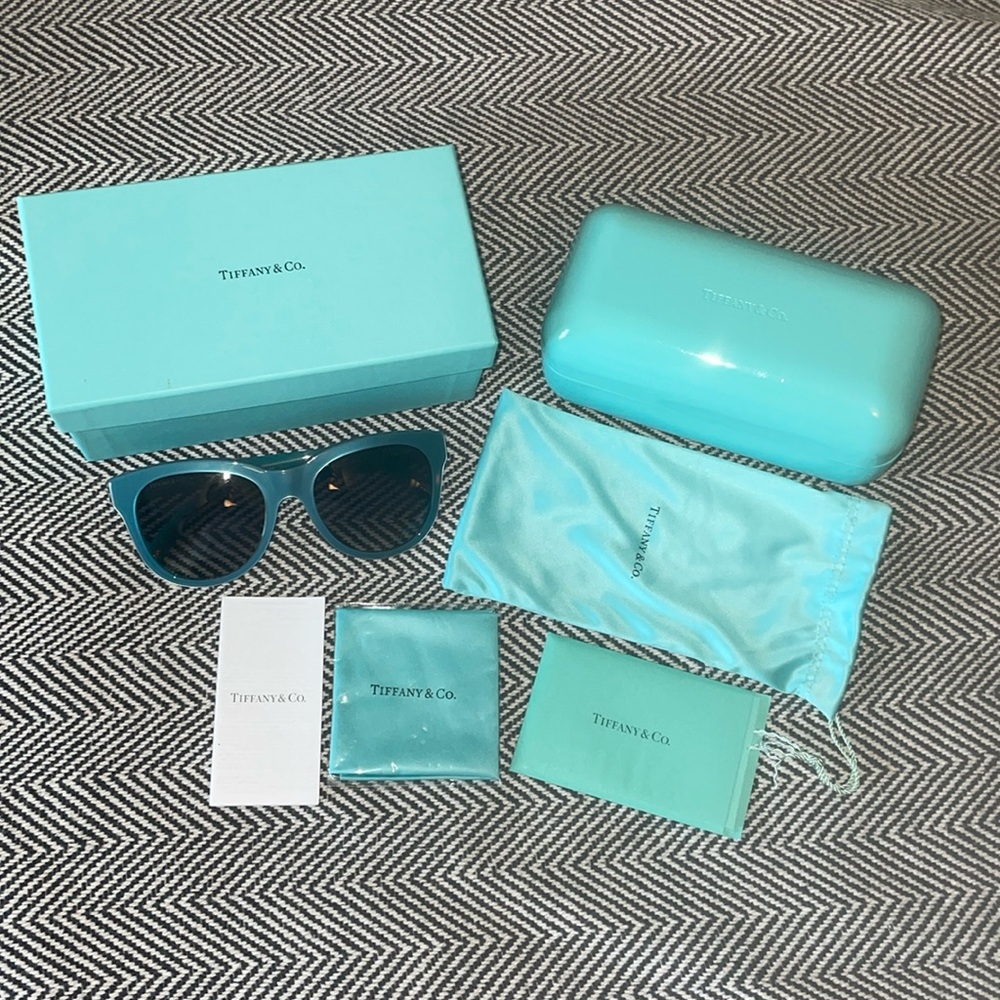 Tiffany & Co. Blue Green Sunglasses with Matching Tiffany Blue Case and Pouch